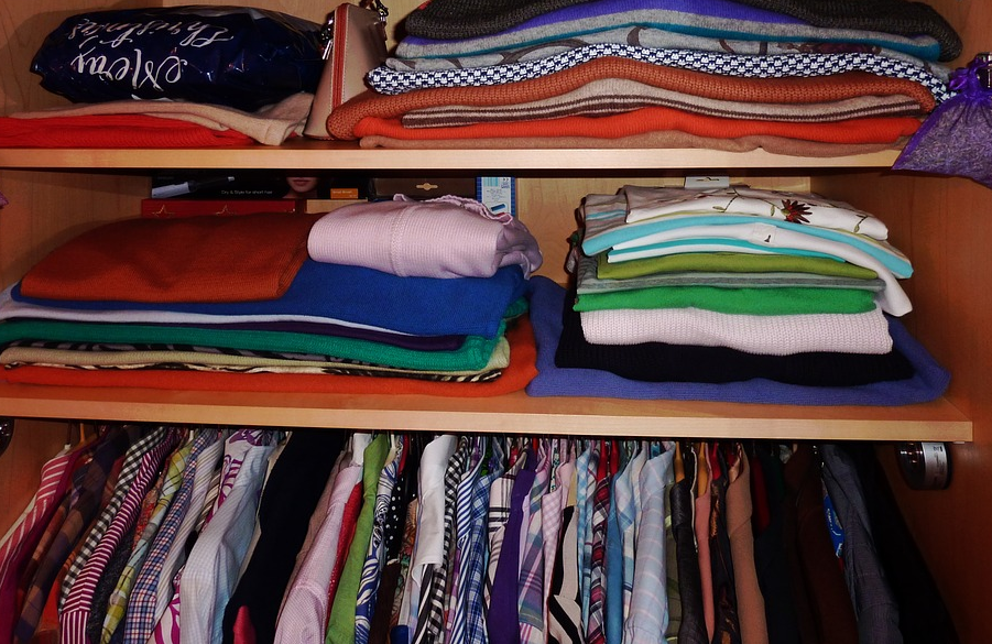 clothes in wardrobe
